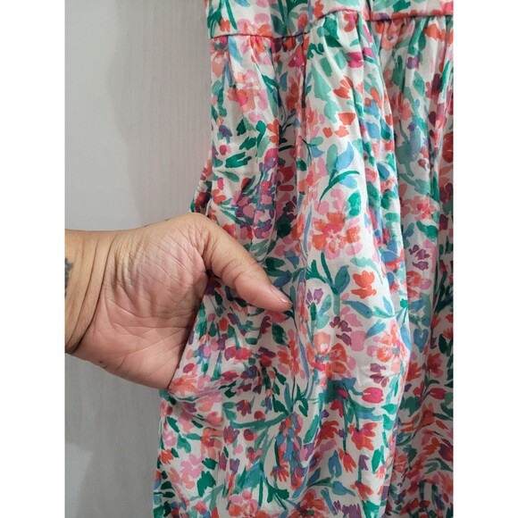 NWT J.Crew Ruffle Sleeve Floral Cotton Midi Dress Pink Green Sz 10 CI215 Pockets - Picture 5 of 12